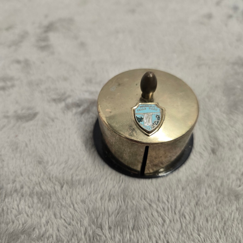 Vintage Noccalula Falls Park Alabama Brass Souvenir Stamp Holder Made in Japan
